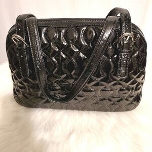 HOBO Int'l Black Patent Leather Quilted Design Shoulder Bag